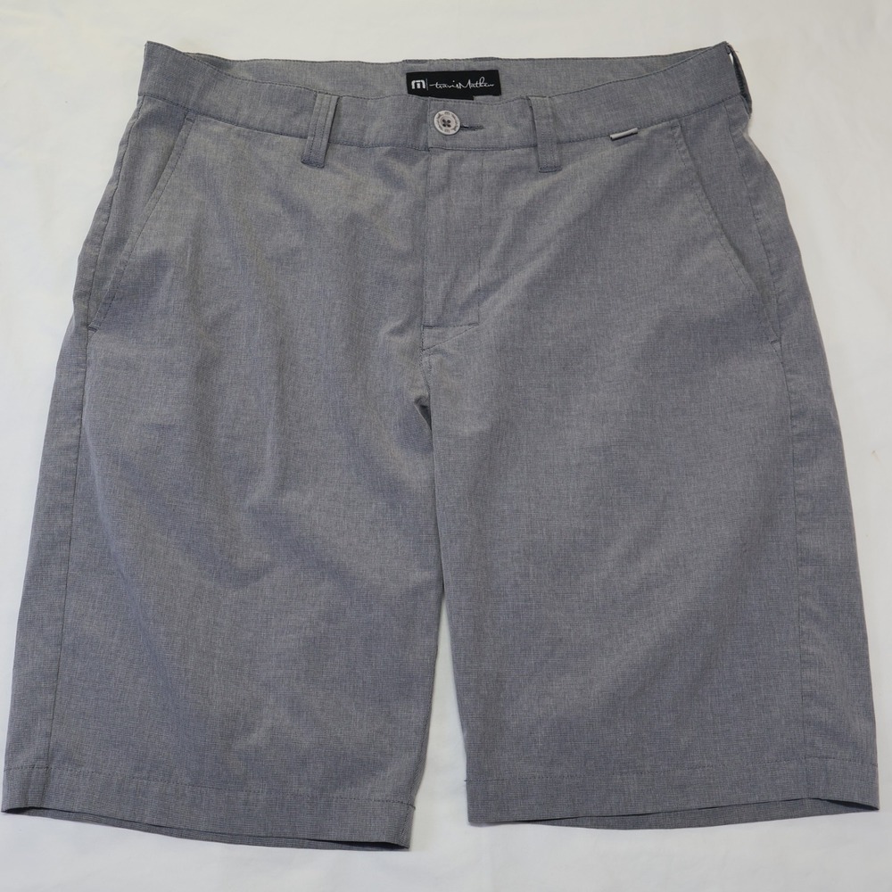 Travis Mathew Mens Grey Heathered Golf Shorts Size 32 Stretch Performance